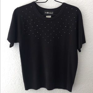 Short sleeved beaded sweater
